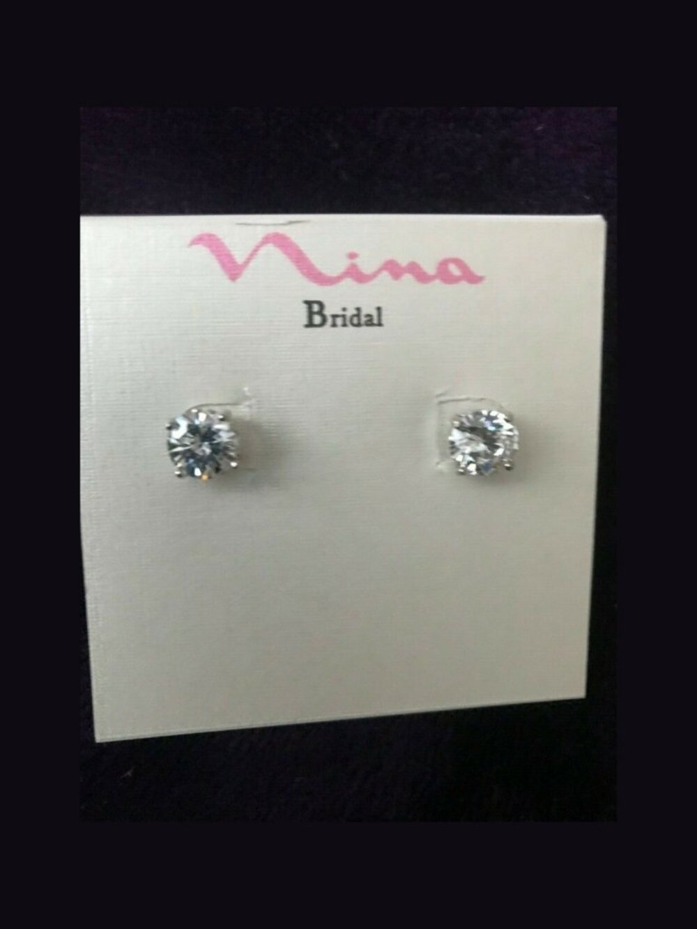 Nina Bridal SARAH Round Cubic Zurconia Earrings Studs Crystal Swarovski NEW